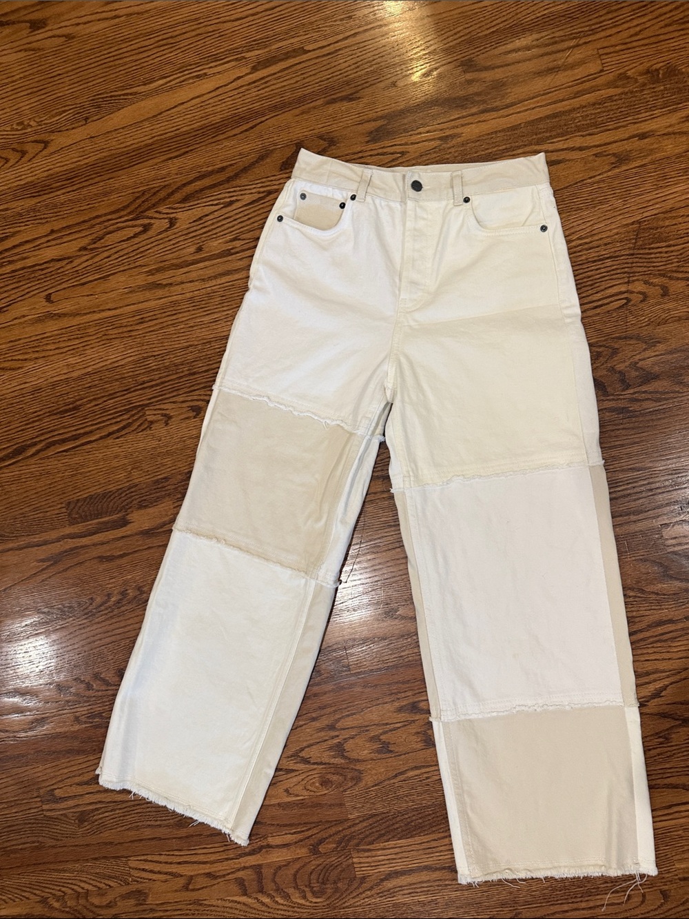 Rails Patchwork Cropped Wide-Leg Jeans